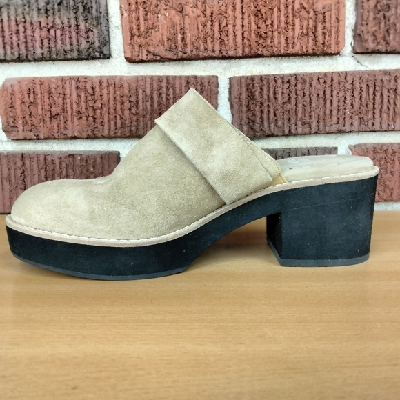 NWT Eileen Fisher Hiya Genuine Suede Block Heel Lightweight Platform Mules - Picture 8 of 13